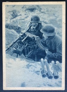 Mint WW2 Spain Blue Division Soldiers Firing Advance artillery RPPC Postcard