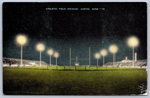 K49/ Austin Minnesota Postcard Linen Athletic Field Football Stadium 457
