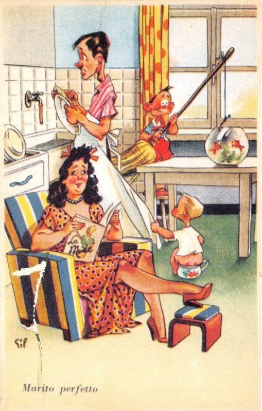 Lot 70 perfect husband italy comic husband washing dishes in the kitchen