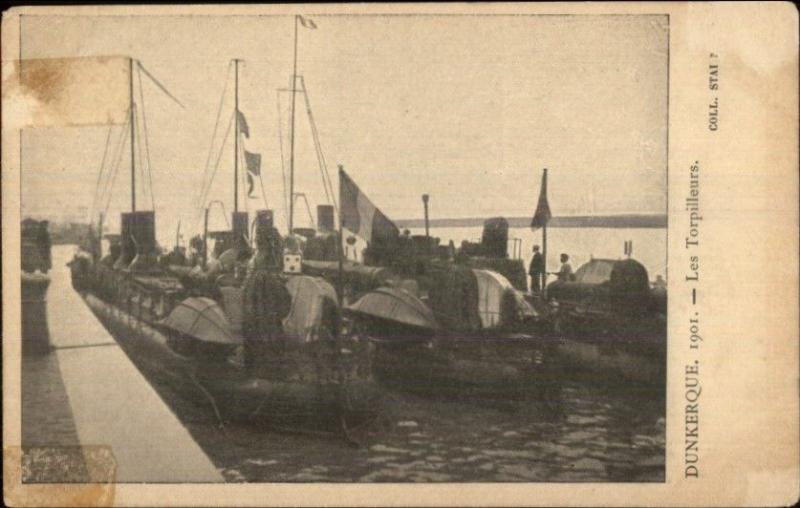 French Subs Submarines Dunkerque 1901 Les Torpilleurs Postcard