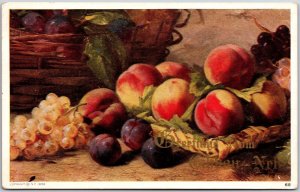 Greetings From Lincoln Nebraska NB Fruits Cherries Peaches Grapefruit Postcard