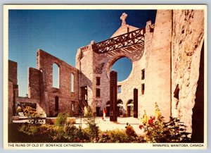 Ruins Of St Boniface Cathedral, Winnipeg, Manitoba, 1985 Postcard, Slogan Cancel