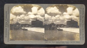 REAL PHOTO ROME ITALY CASTLE OF SAN ANGELO ST PETERS CHURCH STEREOVIEW CARD