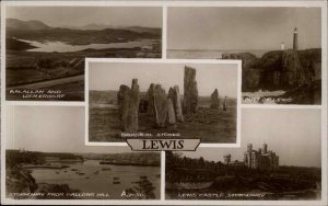 LEWIS SCOTLAND Multiview Castle Lighthouse Harbor REAL PHOTO c1910 Postcard