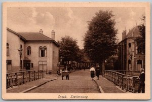 Sneek Netherlands 1920s Postcard Stationweg Train Station