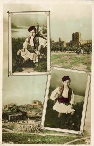 greece, ATHENS ATHENES, Boy in Traditional Costume (1916) Tinted RPPC Postcard