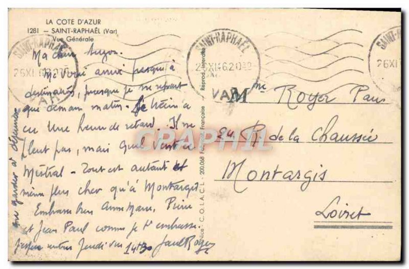 Postcard Old Saint Raphael Vue Generale