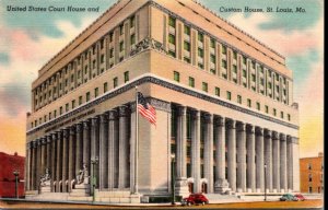 ST LOUIS, Missouri MO   COURT HOUSE~CUSTOM HOUSE 1940's Linen Postcard K13