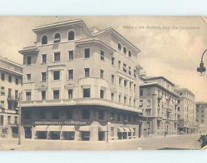 Old Postcard SHOPS ALONG THE STREET Roma - Rome Italy F5543