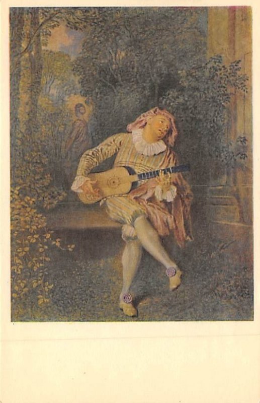 Man playing Guitar Jean Anttoine Watteau Le Mezzetin Music Related Unused 