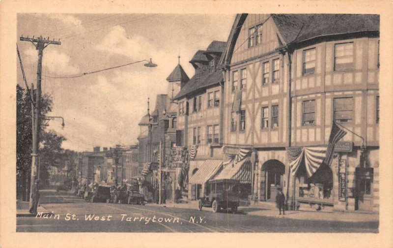Tarrytown New York Main Street West Vintage Postcard U558 