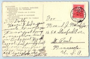 Budapest Hungary Postcard Szabadsag-ter with Irredenta Sculptures 1936