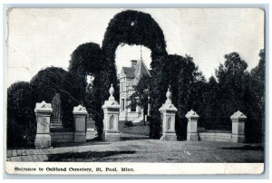 1908 Entrance Oakland Cemetery Exterior View St. Paul Minnesota Vintage Postcard