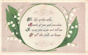 Vintage Postcard 1912 Lily of the Valley Speaks of You! Saying Quotes Greetings