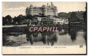 Old Postcard Pierrefonds lake and Chateau