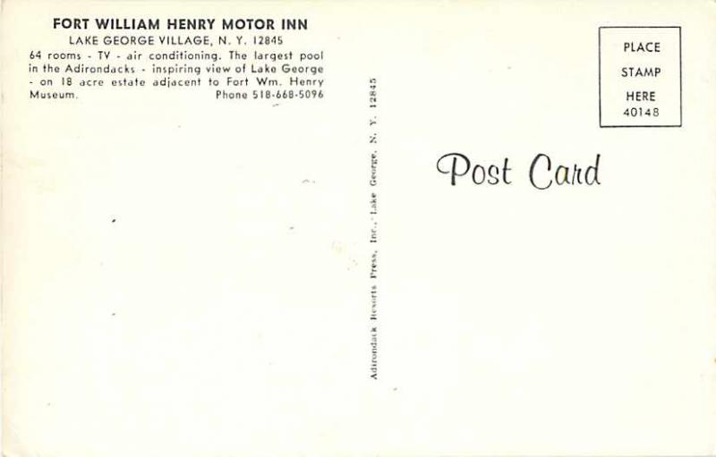 Fort William Henry Motor Lodge Lake George Village NY