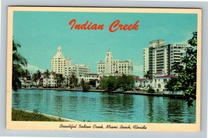 Miami Beach, FL-Florida, Indian Creek, Hotel Row, Vintage Chrome Postcard