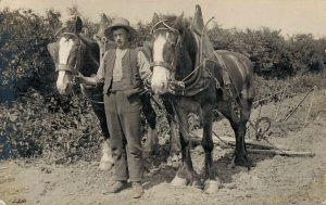 Canada - Farmer Horses Plowing RPPC 04.24