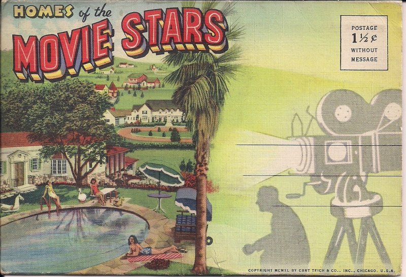 Souvenir FOLDER, Hollywood CA, Homes of Movie Stars, 1940, Judy Garland, Film