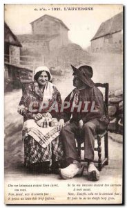 Old Postcard The Auvergne Couple Folklore Costume