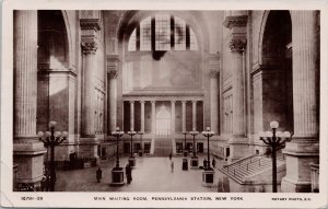 Pennsylvania Station New York NY Main Waiting Room 1920 Rotary RPPC Postcard H48