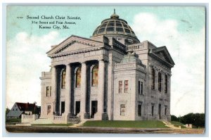 1910 Second Church Christ Scientist Kansas City Missouri Posted Vintage Postcard