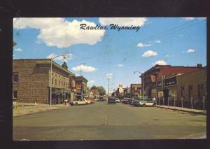 RAWLINS WYOMING DOWNTOWN CEDAR STREET SCENE 1960's CARS VINTAGE POSTCARD