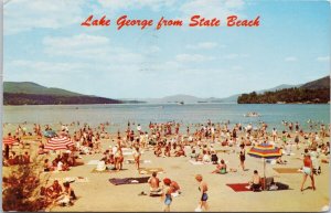 Lake George from State Beach NY New York 1970s Vintage Postcard H38