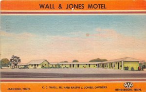 Henderson Tennessee 1956 Postcard Wall & Jones Motel