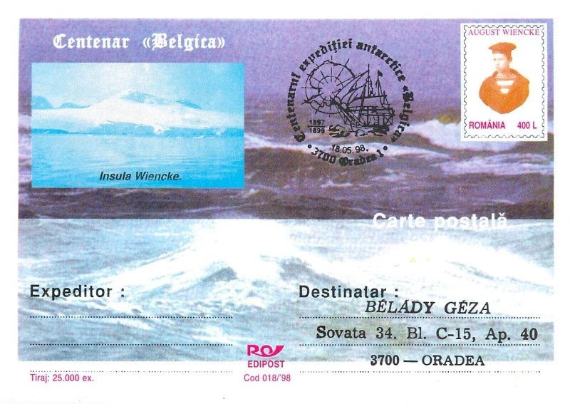 Belgica expedition centennial anniversary lot of 19 postal cards Romania 1998