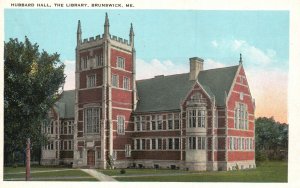 Vintage Postcard Hubbard Hall The Library Building Brunswick Maine Tichnor Pub