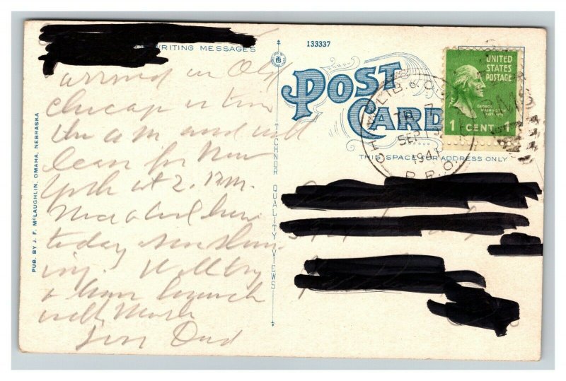Vintage Linen Postcard St. Josephs Hospital Omaha Nebraska POSTED