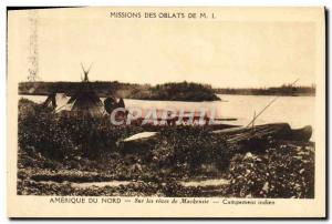 Postcard Old Mission MI North America Oblates On the banks of Mackenzie India...