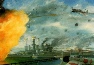 Hawaii Pearl Harbor Battleship Row 7 December 1941 Painting By Richard W DeRo...