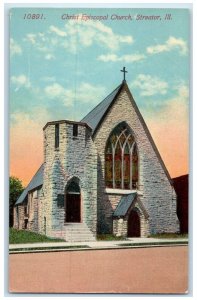 c1910's Christ Episcopal Church Scene Street Streator Illinois IL Postcard