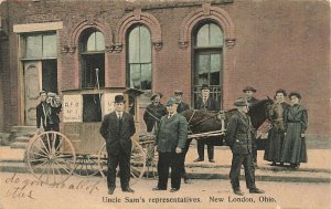 New London OH U.S. Mail R. F. D. Wagon Post Office Representatives Postcard