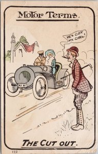 Motor Terms The Cut Out Automobile My Girl c1913 Stalbert AB Cancel Postcard H55