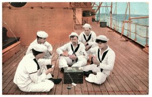 Playing Cards on Board US Warship Navy Postcard 1908