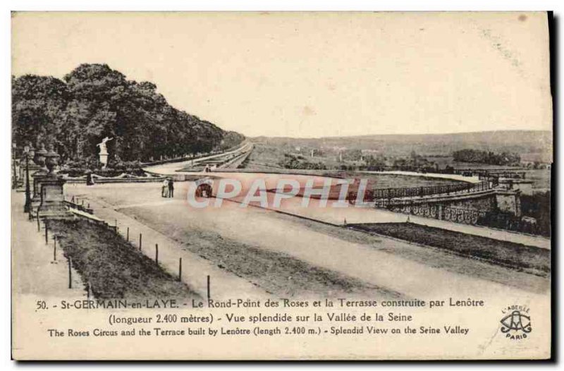 Postcard Old St Germain en Laye Le Rond Point des Roses and the terrace built...