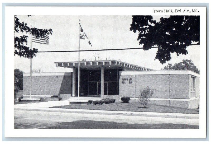 Bel Air Maryland Postcard Town Hall Exterior View Building c1940 Vintage Antique