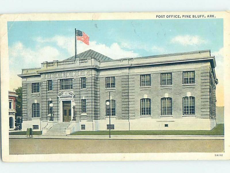 Linen POST OFFICE SCENE Pine Bluff - Near Little Rock Arkansas AR d8906