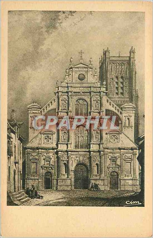 Old Postcard Burgundy Formerly Portal of the Church Holy Father has Auxerre i...