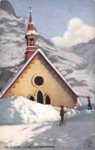 The English Church Alps Grindelwald Switzerland 1910c Tuck postcard