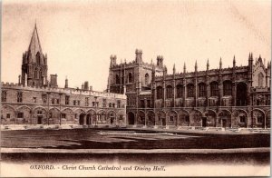 VINTAGE POSTCARD CHRIST CHURCH CATHEDRAL AND INING HALL AT OXFORD ENGLAND c 1920