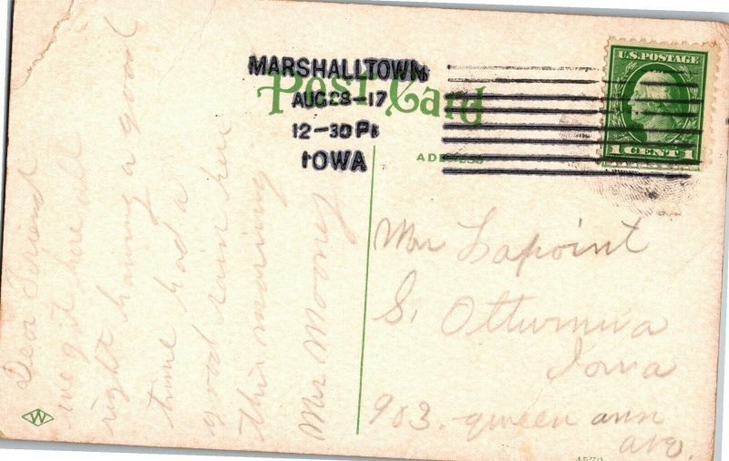 Iowa Savings Bank Marshalltown IA c1917 Vintage Postcard C36