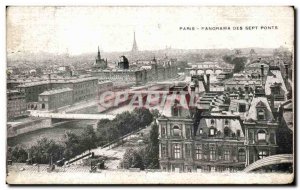 Old Postcard Paris Panorama Of The Seven Bridges All Louvre Eiffel