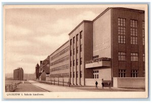 Chorzow Poland Postcard I. School of Commerce c1920's Antique Unposted