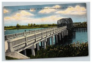 Vintage 1951 Postcard Savannah River Bridge Coastal Highway Savannah Georgia