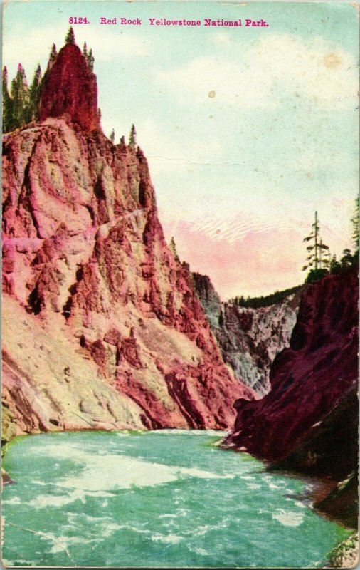 Vintage Cartolina Rosso Rock Grand Canyon Di Il Yellowstone Fiume National Park