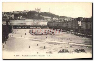 Postcard Old Lyon Bellecour Square and hill Fourviere